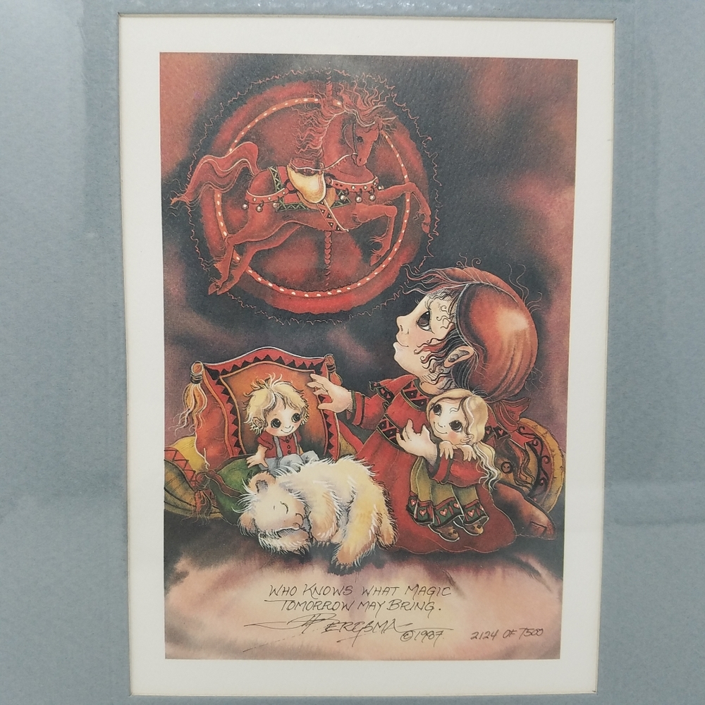 Jody Bergsma Limited Edition Lithograph Fantasy Elf Carousel Horse, 8x10